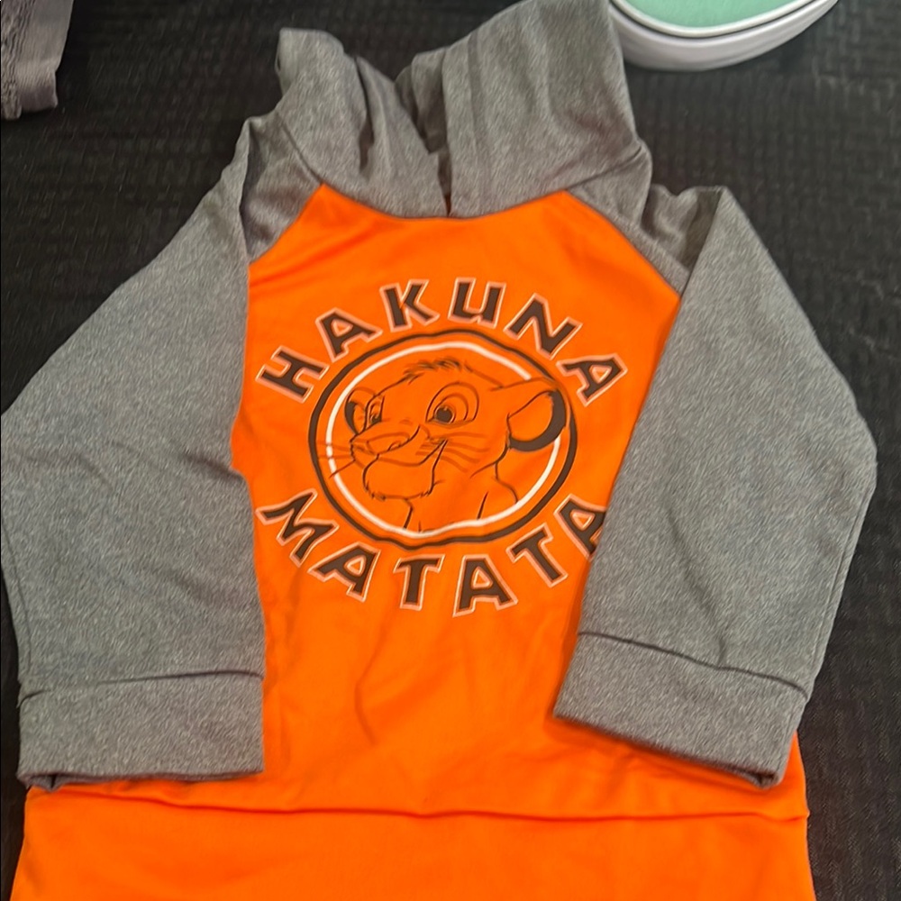 Hakuna Matata Kids Hoodie - Orange & Gray EUC toddler size 3T